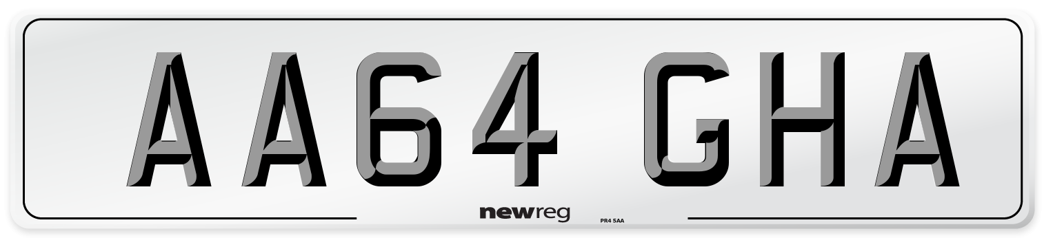 AA64 GHA Number Plate from New Reg